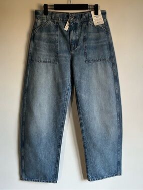 NWT Madewell Balloon Jean Raebrook Wash Utility Denim 28P 28 Petite $148 NY439